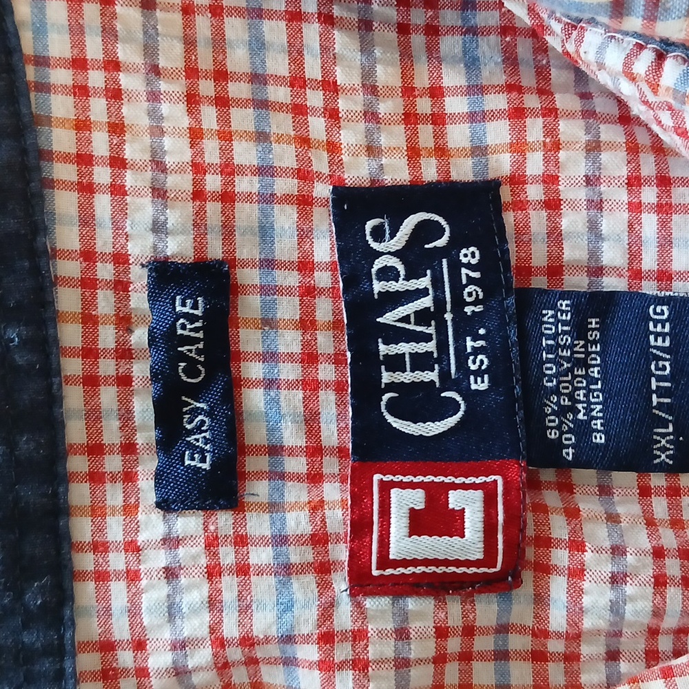 Men's Chaps XXL Red Plaid Shirt Casual, short sleeve, button down - Picture 2 of 4